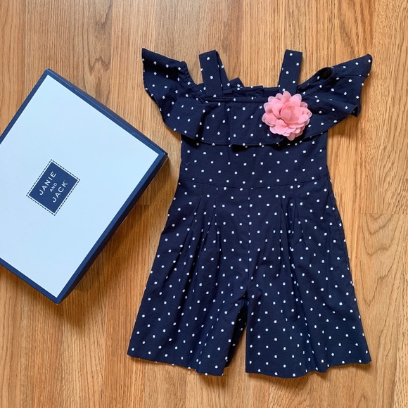 Janie and Jack Other - JANIE and JACK-Polka Dot Cold Shoulder Romper 3-6M